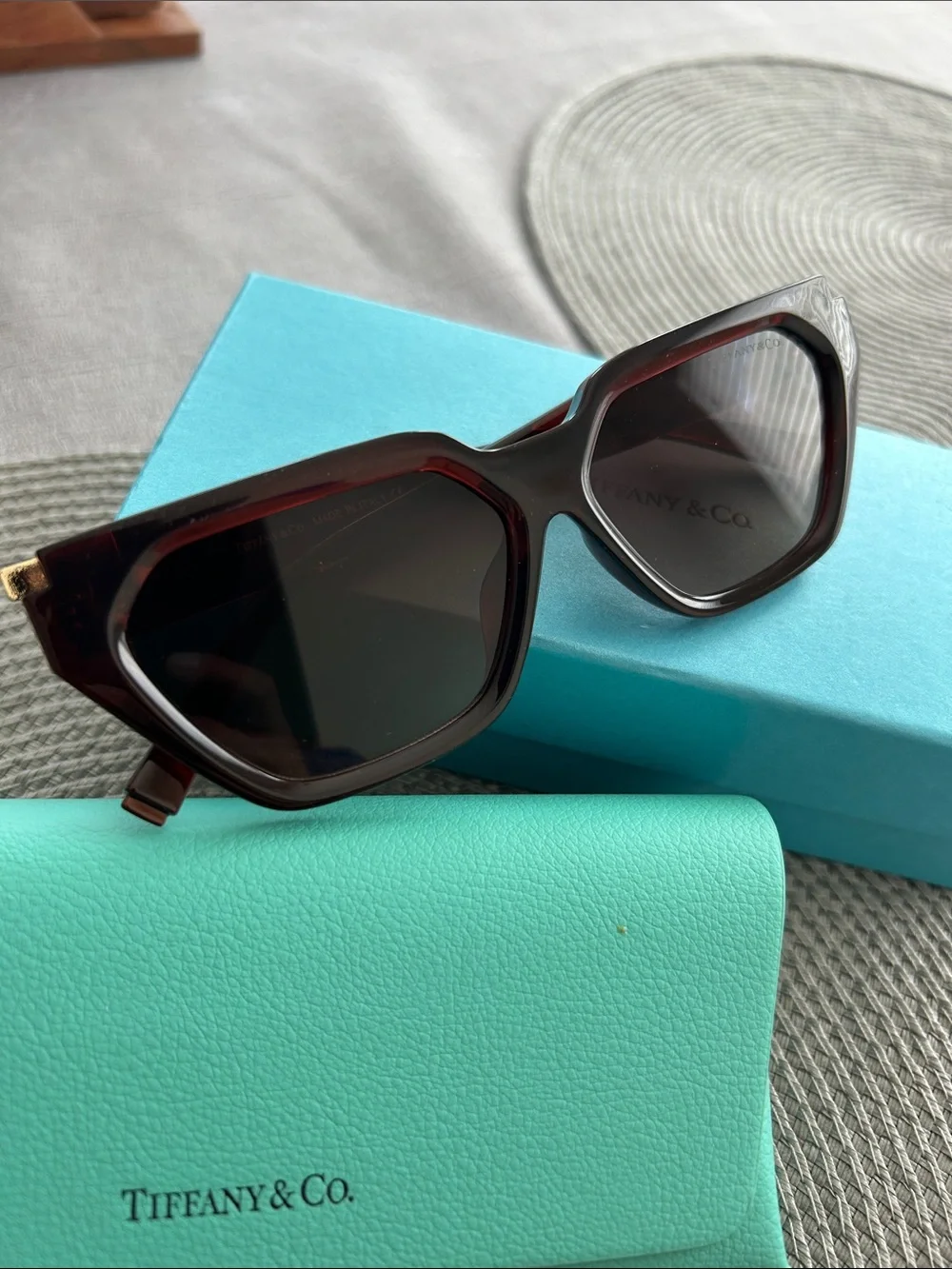 Tiffany & Co. Women's Dark Brown Geometric Frame Sunglasses
